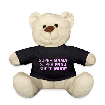 Super maman Super femme super fatiguée - Nounours - noir - Devant