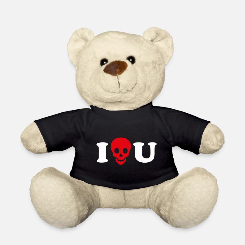 I love you / Skull - Teddy Bear - black