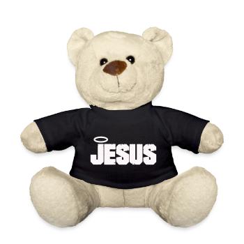 Jesus Schriftzug mit Heiligenschein - Teddy - Schwarz - Vorne
