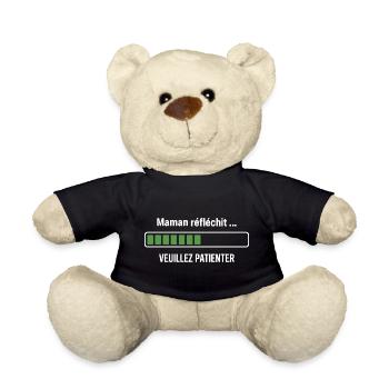Mama meint, bitte hab Geduld, mach mit, Mama - Teddy - Schwarz - Vorne