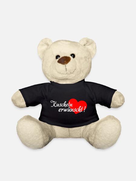 Cuddling Desired - White Red - Teddy Bear - black