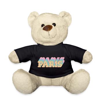Paris – Pastel Typo & City Flair - Teddy Bear - black - Front