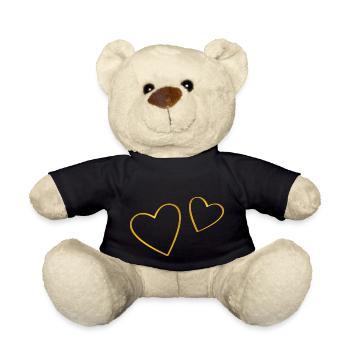 Deux coeurs dorés - Nounours - noir - Devant