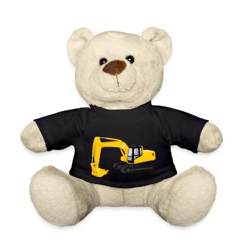 yellow excavator cartoon style heavy equipment - Teddy Bear - black - Front