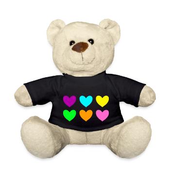Herzen neon bunt - Teddy - Schwarz - Vorne
