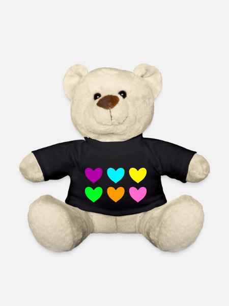 Hearts neon colorful - Teddy Bear - black