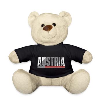 Austria Bold Distressed Flag - Teddy Bear - black - Front