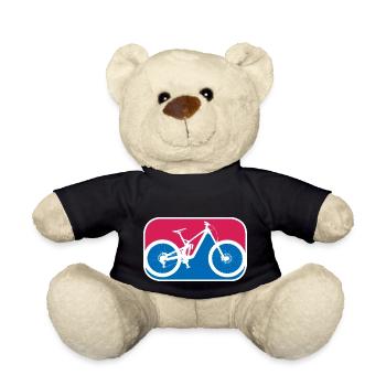 Mountainbike Downhill Fahrrad mtb logo Geschenk - Teddy - Schwarz - Vorne