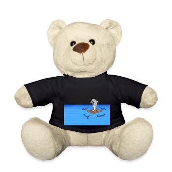 Shark on raft - Teddy Bear - black - Front