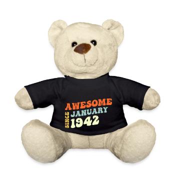 Groovy 81 Years Old Awesome Since January 1942 - Teddy Bear - black - Front