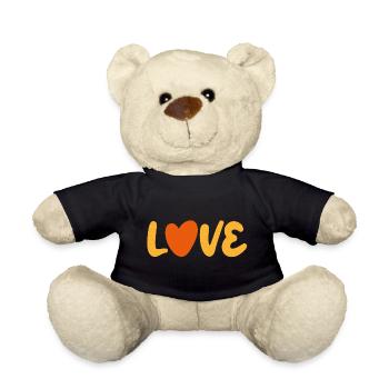 Love Heart Dots Handwriting Love Valentine's Day - Teddy Bear - black - Front