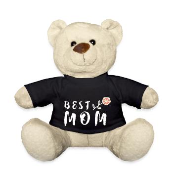 Best Mom Muttertag Beste Mama Geschenk Blume - Teddy - Schwarz - Vorne
