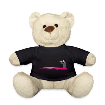 Flutist on Wave | Flute player on a wave - Teddy Bear - black - Front