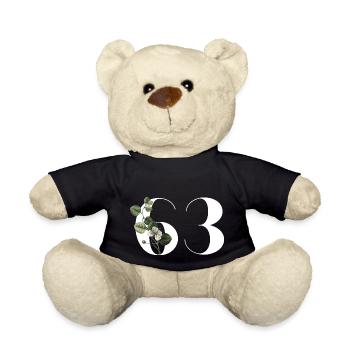Nummer 63 Blumengrün - 63. Blumengeburtstag - Teddy - Schwarz - Vorne