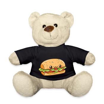 Kawaii-Burger mit glücklichem Gesicht - Teddy - Schwarz - Vorne