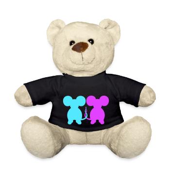 2 Mäuse Paar Zwei Verliebt Valentinstag Frau Mann - Teddy - Schwarz - Vorne