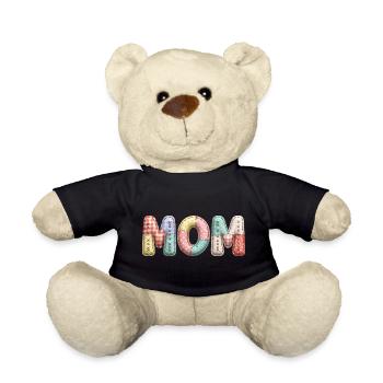 Mom Schriftzug Patchwork Stoff Look - Teddy - Schwarz - Vorne