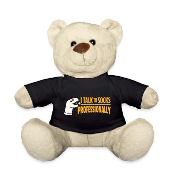 Talking to Socks | Sock Puppet Humor - Teddy Bear - black - Front