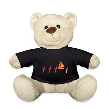 Sunset Sailing Boat Heartbeat Sail - Teddy Bear - black - Front