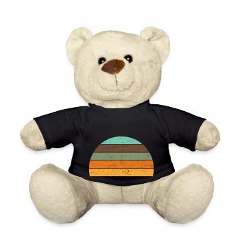 Retro sunset vintage sun stripes circle - Teddy Bear - black - Front