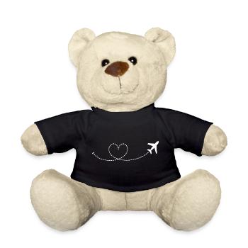 Reiseliebe - fliegendes Herz - Flug ins Glück! - Teddy - Schwarz - Vorne