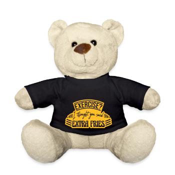 Exercise Extra Fries Quote - Teddy Bear - black - Front