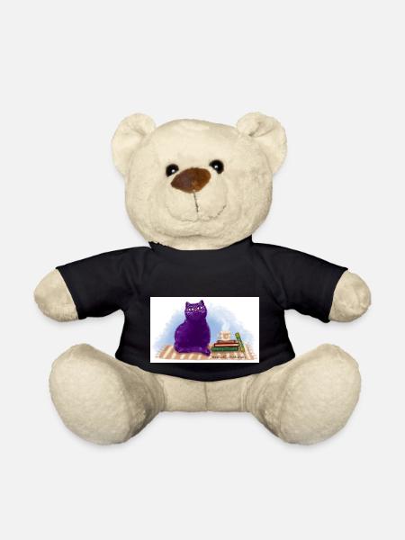 Katze, Bücher und Tee - Teddy - Schwarz