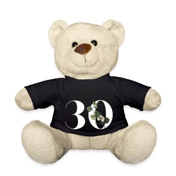 Numéro 30 floral vert - 30e anniversaire floral - Nounours - noir - Devant