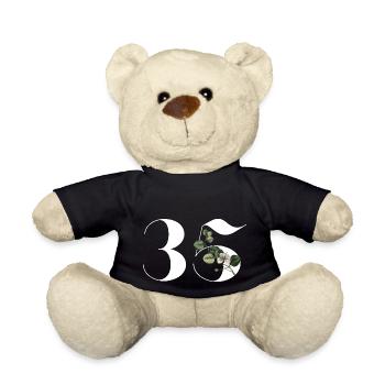 Numéro 35 floral vert - 35e anniversaire floral - Nounours - noir - Devant