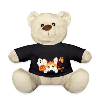 Peeking Corgi dog with Halloween fancy accessories - Teddy Bear - black - Front