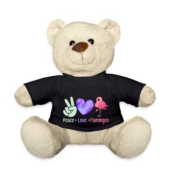 Paix Amour Flamants roses Oiseau Rose Mignon - Nounours - noir - Devant