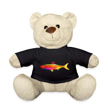 Bunter Fantasiefisch mit Regenbogenfarben - Teddy - Schwarz - Vorne