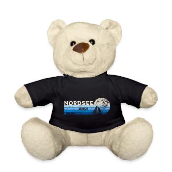 North Sea Sailboat and Seagulls - Teddy Bear - black - Front