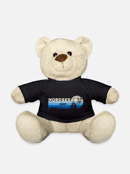 Nordsee Segelboot und Möwen - Teddy - Schwarz