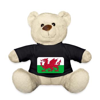 WALES FLAG round corner 400 dpi - Teddy Bear - black - Front