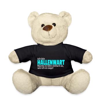 Hallenwart Geschenk Idee Spruch lustig Handball - Teddy - Schwarz - Vorne