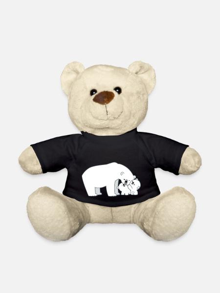Cute Polar Bear Mum And Cubs by Cheerful Madness!! - Teddy Bear - black