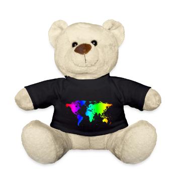 World map colorful - Teddy Bear - black - Front