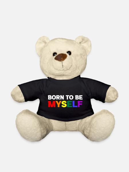 Born To Be Myself Gay Pride Schwul CSD Regenbogen - Teddybjørn - sort