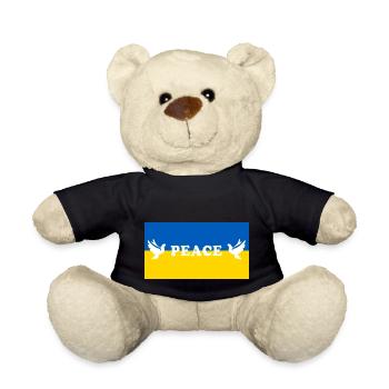 Peace Ukraine Krieg Russland Friedenstauben Spruch - Teddy - Schwarz - Vorne