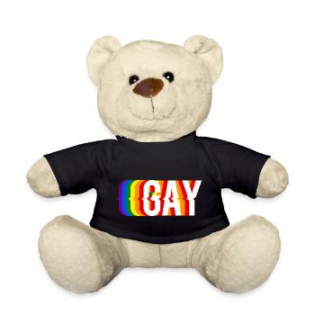GAY SLOGAN LGBTQ+ PRIDE - Teddy Bear - black - Front