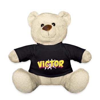 Victor Custom Name Comic Book Style Pop Art, - Teddy - Schwarz - Vorne
