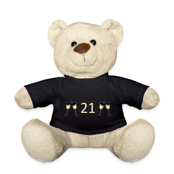 21.Geburtstag 21 Jahre Jubiläum 21 Jahre Zahl 21 - Teddy - Schwarz - Vorne