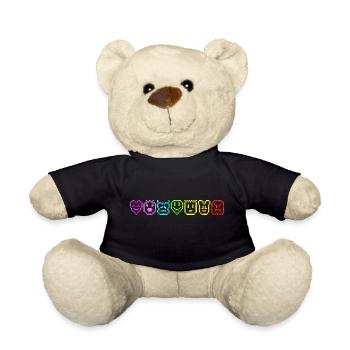 Fun Emotions Rainbow Color Emoticon - Teddy Bear - black - Front