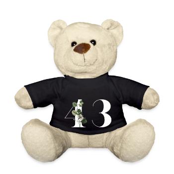 Numéro 43 floral vert - 43e anniversaire floral - Nounours - noir - Devant
