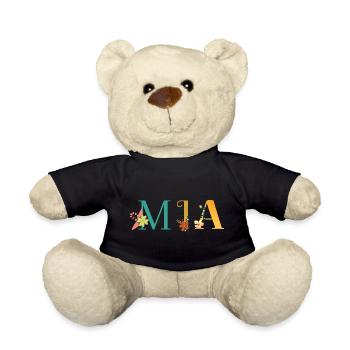 MIA Namenskunst mit gestickten Blumen - Teddy - Schwarz - Vorne