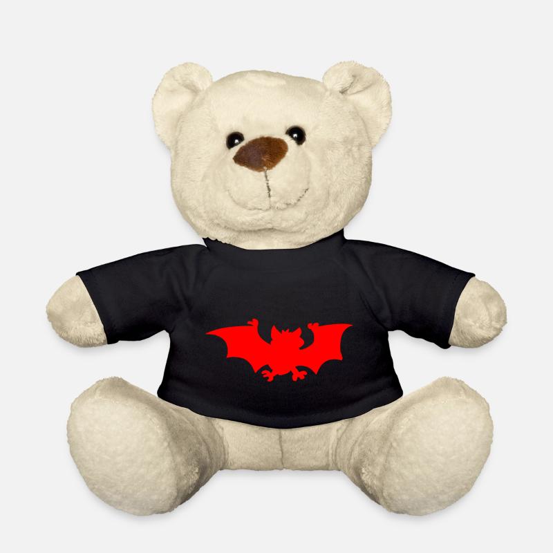 Bat in red - Teddy Bear - black
