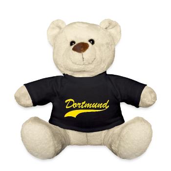 Dortmund retro Schriftzug gelb - Teddy - Schwarz - Vorne