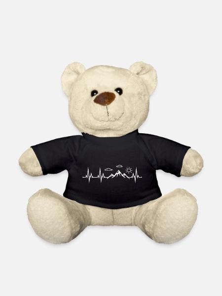 Mountains heartbeat mountain climbing hike hiking - Teddy Bear - black