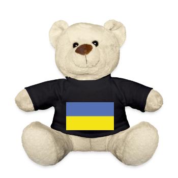 Flagge Ukraine - Ich unterstütze die Ukraine - Teddy - Schwarz - Vorne
